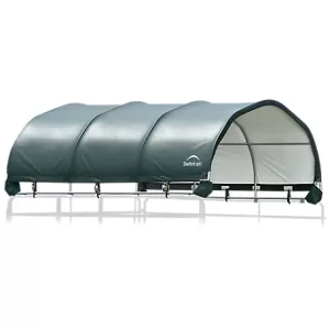 ShelterLogic 12 ft. x 12 ft. x 5.5 ft. Corral Livestock Shelter Green/Gray 147.1 sq. ft. Area 604 cu. ft. Storage Volume