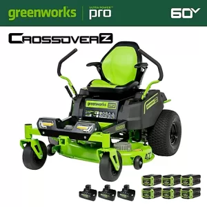 Greenworks 60V 42in 24HP Electric Battery Powered CrossoverZ ZeroTurn Riding Lawn Mower (6) 8 Ah Battery & (3) Chargers, CRZ426