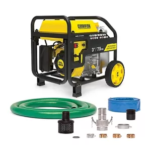 Champion Power Equipment 3 in. 264 GPM Gas-Powered Semi-Trash Water Transfer Pump Hose and Wheel Kit