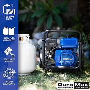 DuroMax 212cc 2 in. Dual Fuel Semi-Trash Water Pump XP652WX