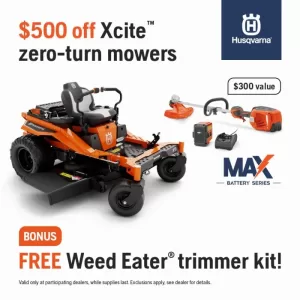 Husqvarna 54" Xcite 350 Zero Turn Mower 24HP Koh (Scratch and Dent) + Bonus 320iL Weed Eater