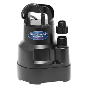 Superior Pump 1 4 HP Submersible Thermoplastic Oil-Free Utility Pump 91014