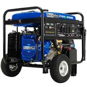 DuroMax 7000 Watt Dual-Fuel 16 HP Electric Start Portable Generator 50 State, 30 in. x 30 in. x 26 in.